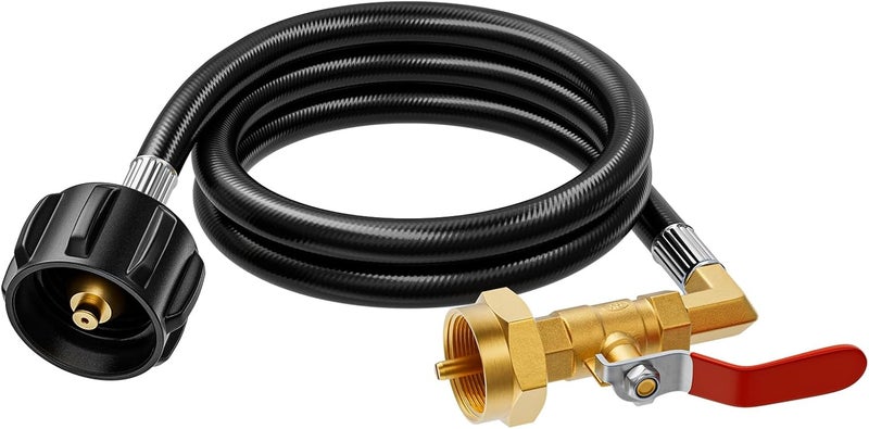 Rushare Store Propane Refill Adapter for 1 lb Tanks, 3FT Propane Tank Refill Adapter Hose with Safety Shutoff Valve, Easily Fill 1 lb Bottles from 20 lb Tank - Image 1